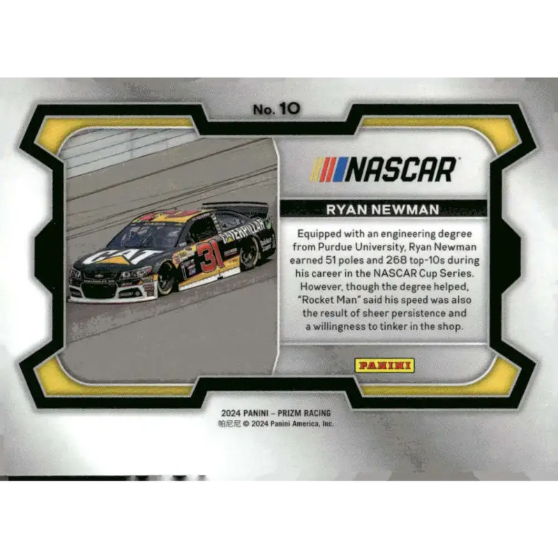 2024 Panini Prizm Rides #10 Ryan Newman NM-MT Caterpillar/Richard Childress Racing/Chevrolet Racing Card - Racing Card