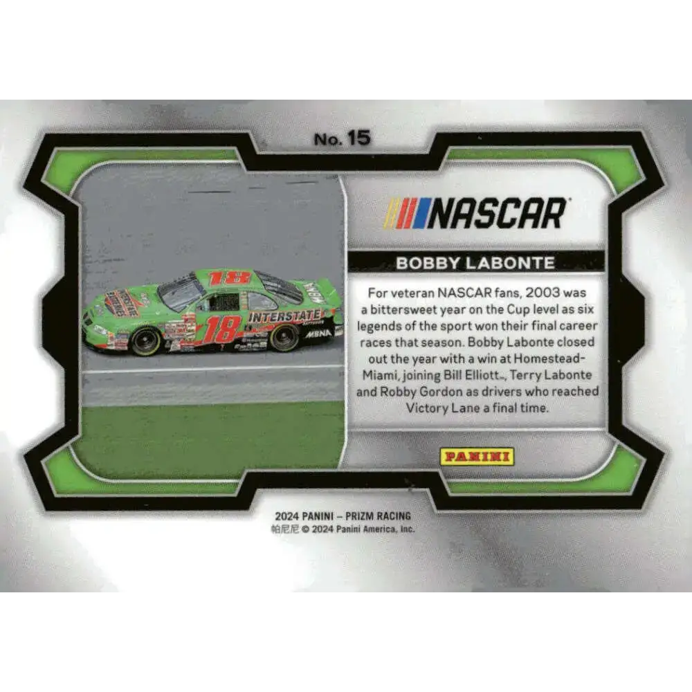 2024 Panini Prizm Rides #15 Bobby Labonte NM-MT Interstate Batteries/Joe Gibbs Racing/Pontiac Racing Card - Racing Card