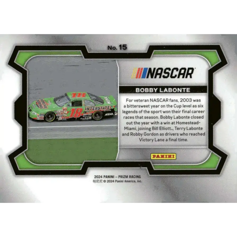 2024 Panini Prizm Rides #15 Bobby Labonte NM-MT Interstate Batteries/Joe Gibbs Racing/Pontiac Racing Card - Racing Card