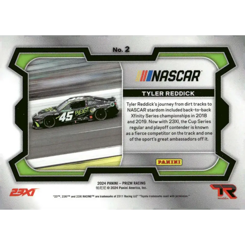 2024 Panini Prizm Rides #2 Tyler Reddick NM-MT Monster/23XI Racing/Toyota Racing Card - Racing Card Single