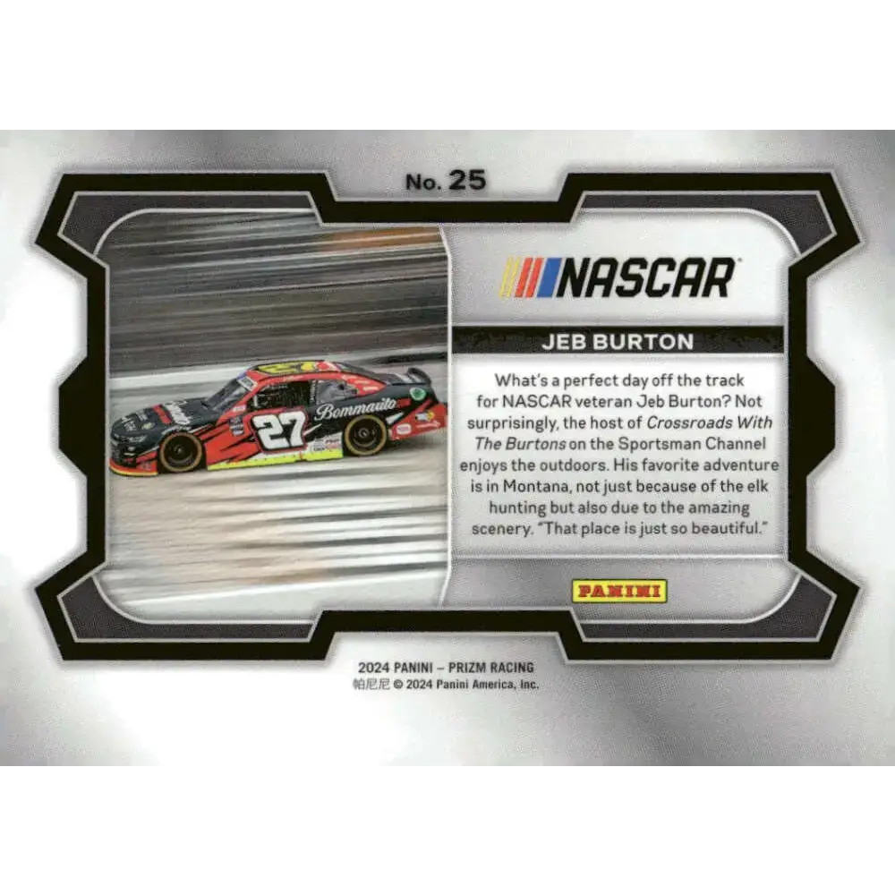 2024 Panini Prizm Rides #25 Jeb Burton NM-MT Bommarito/Jordan Anderson Racing/Chevrolet Racing Card - Racing Card Single