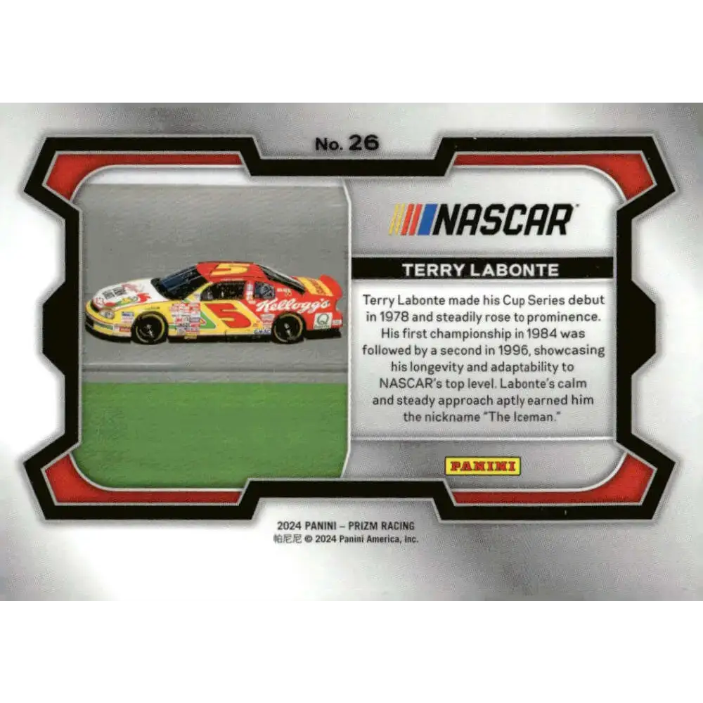 2024 Panini Prizm Rides #26 Terry Labonte NM-MT Kellogg’s Corn Flakes/Hendrick Motorsports/Chevrolet Racing Card
