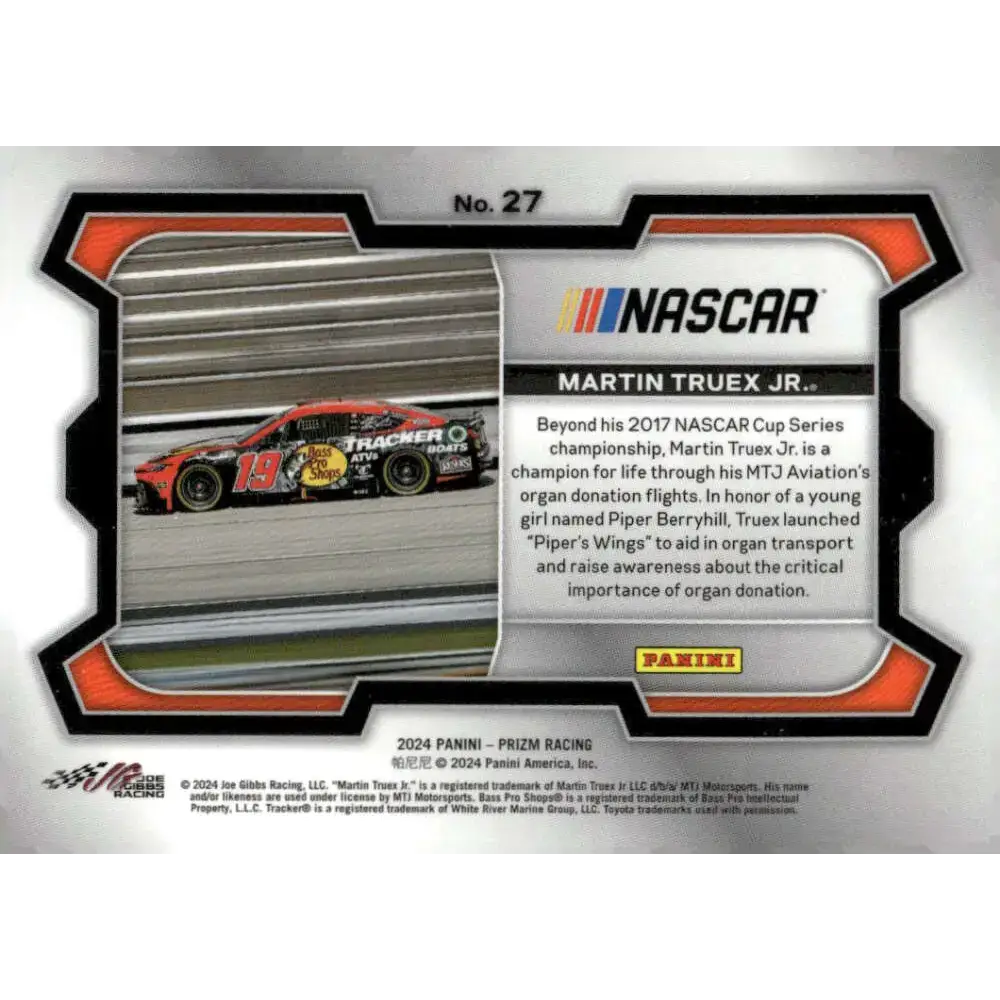 2024 Panini Prizm Rides #27 Martin Truex Jr. NM-MT Bass Pro Shops/Joe Gibbs Racing/Toyota Racing Card - Racing Card