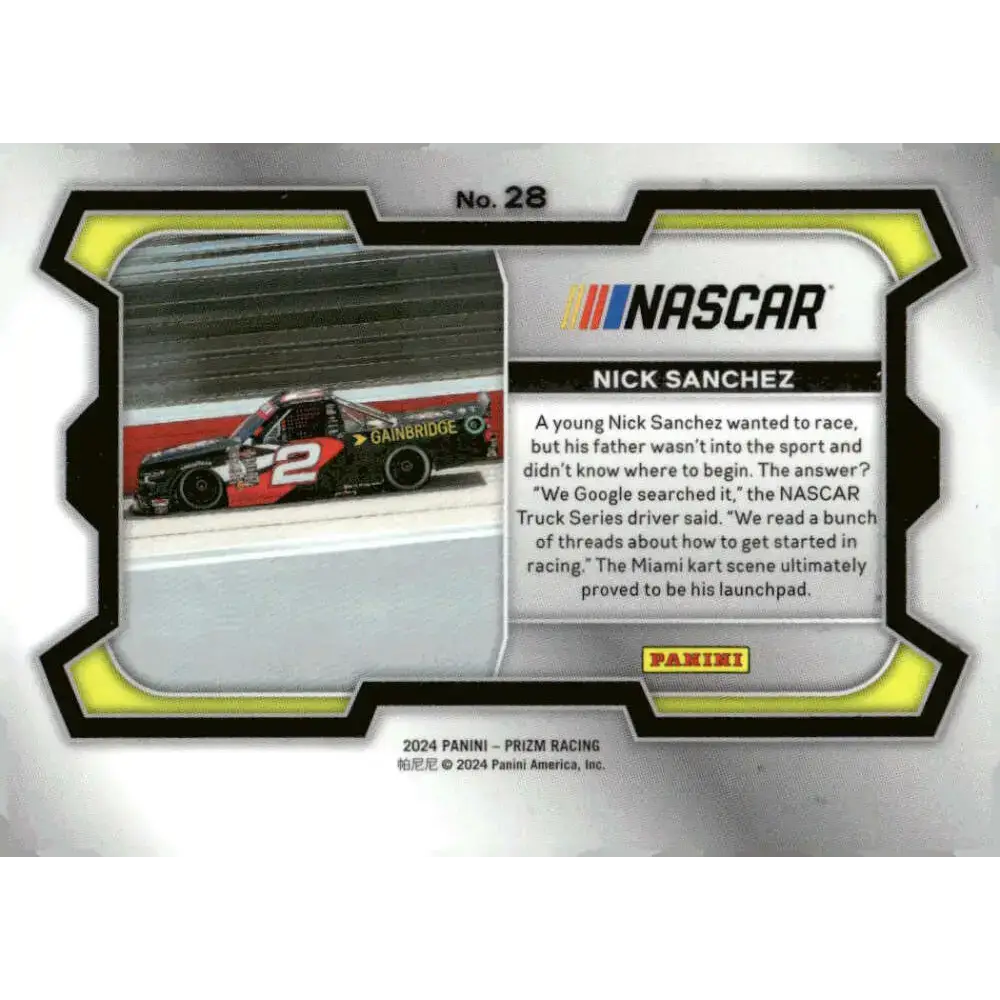 2024 Panini Prizm Rides #28 Nick Sanchez NM-MT Gainbridge/Rev Racing Racing Card - Racing Card Single