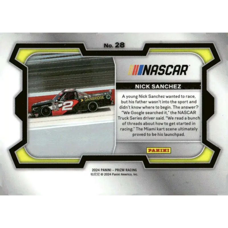 2024 Panini Prizm Rides #28 Nick Sanchez NM-MT Gainbridge/Rev Racing Racing Card - Racing Card Single