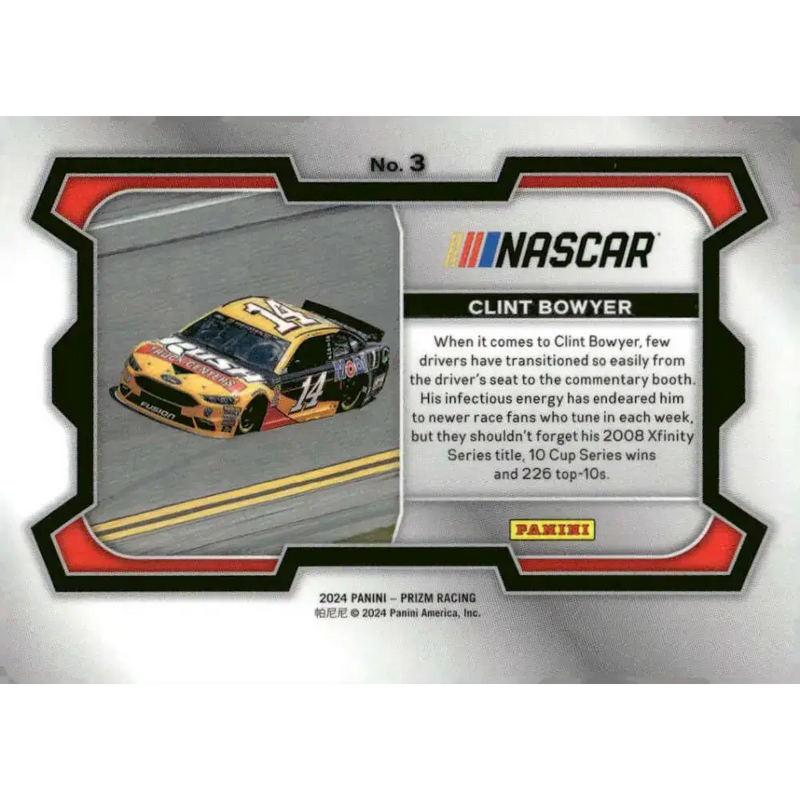 2024 Panini Prizm Rides #3 Clint Bowyer NM-MT Rush Truck Centers/Stewart-Haas Racing/Ford Racing Card - Racing Card
