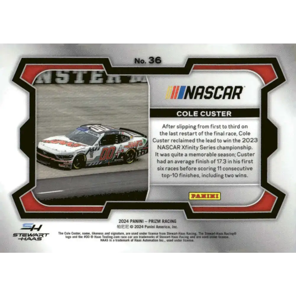 2024 Panini Prizm Rides #36 Cole Custer NM-MT Haas Automation/Stewart-Haas Racing/Ford Racing Card - Racing Card Single