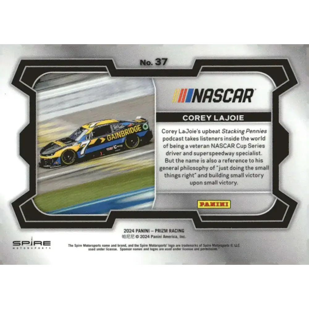 2024 Panini Prizm Rides #37 Corey LaJoie NM-MT Gainbridge/Spire Motorsports/Chevrolet Racing Card - Racing Card Single