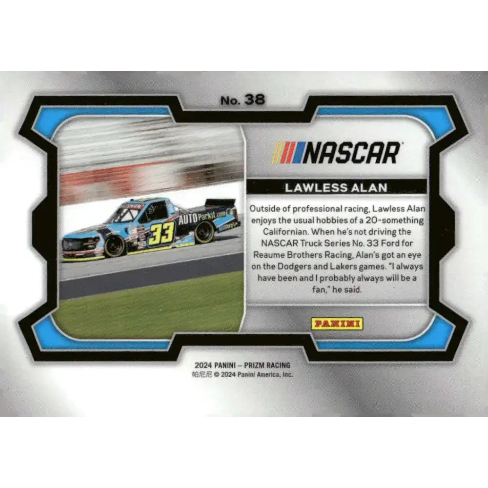 2024 Panini Prizm Rides #38 Lawless Alan NM-MT AUTOParkIt/Reaume Brothers/Ford Racing Card - Racing Card Single