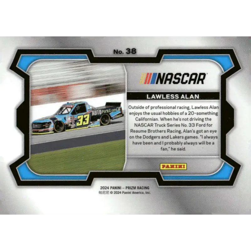 2024 Panini Prizm Rides #38 Lawless Alan NM-MT AUTOParkIt/Reaume Brothers/Ford Racing Card - Racing Card Single