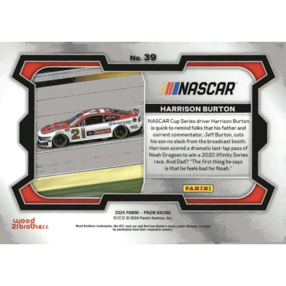2024 Panini Prizm Rides #39 Harrison Burton NM-MT Motorcraft/Wood Brothers Racing/Ford Racing Card - Racing Card Single