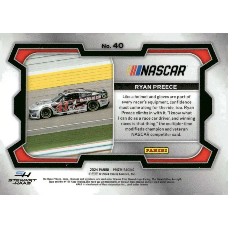 2024 Panini Prizm Rides #40 Ryan Preece NM-MT Haas Automation/Stewart-Haas Racing/Ford Racing Card - Racing Card Single