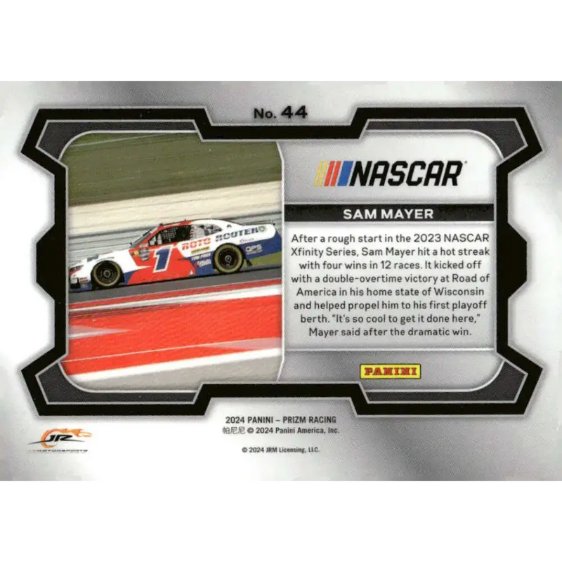 2024 Panini Prizm Rides #44 Sam Mayer NM-MT Roto-Rooter/JR Motorsports/Chevrolet Racing Card - Racing Card Single
