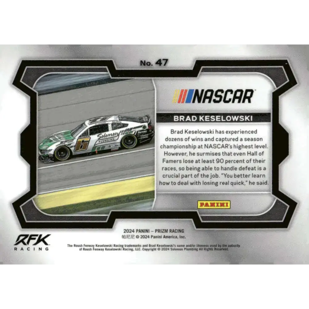 2024 Panini Prizm Rides #47 Brad Keselowski NM-MT Solomon/RFK Racing/Ford Racing Card - Racing Card Single
