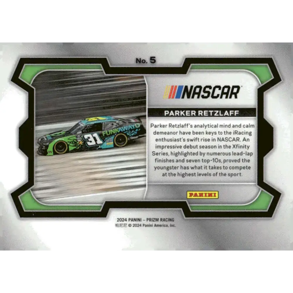 2024 Panini Prizm Rides #5 Parker Retzlaff NM-MT Funkaway/Jordan Anderson Racing/Chevrolet Racing Card - Racing Card