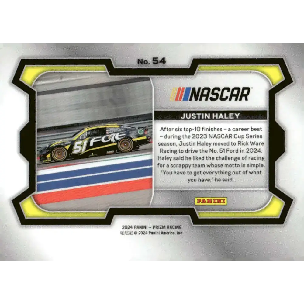 2024 Panini Prizm Rides #54 Justin Haley NM-MT Fraternal Order of Eagles/Rick Ware Racing/Ford Racing Card - Racing