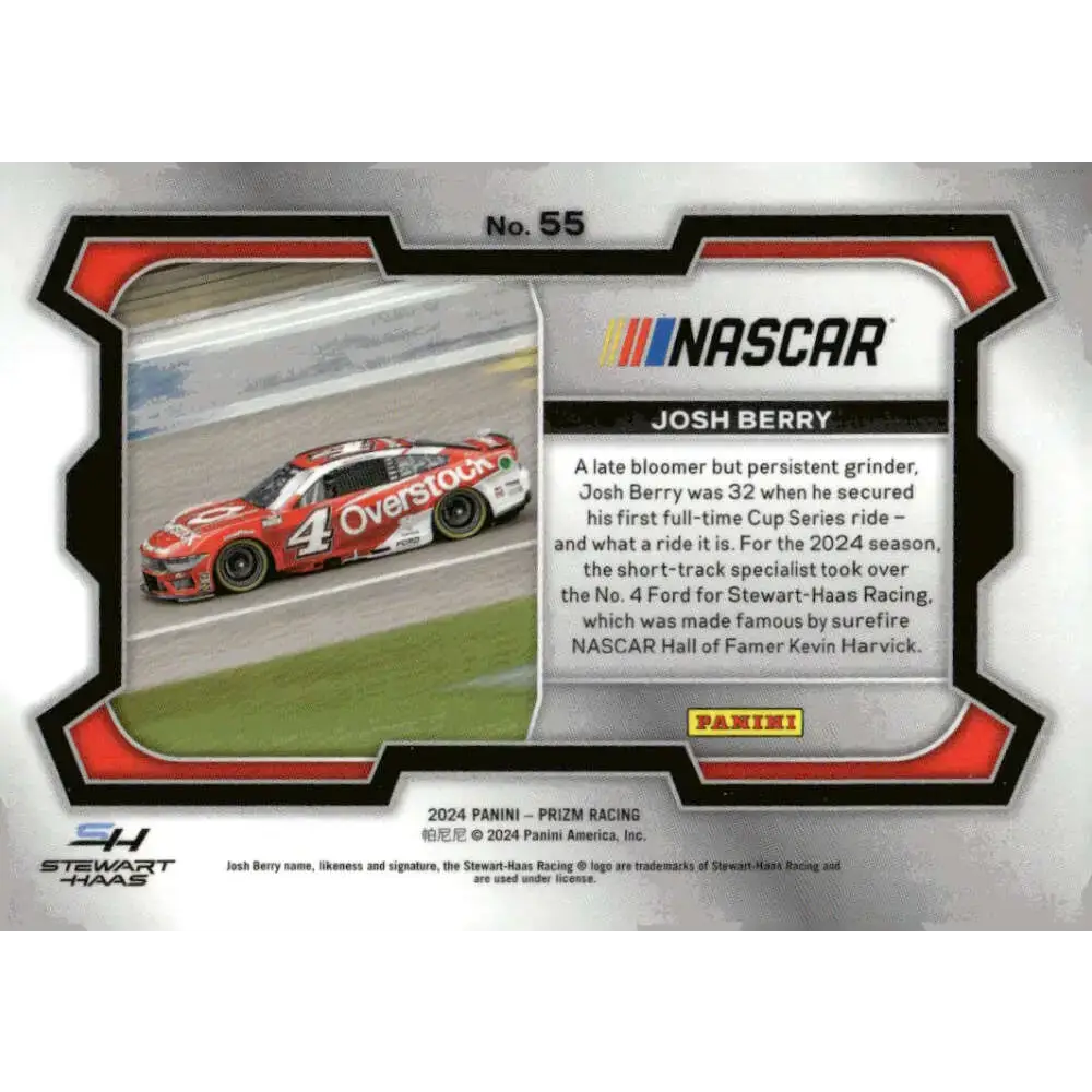 2024 Panini Prizm Rides #55 Josh Berry NM-MT Overstock/Stewart-Haas Racing/Ford Racing Card - Racing Card Single