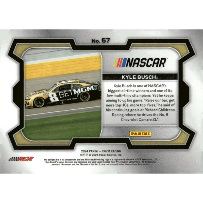 2024 Panini Prizm Rides #57 Kyle Busch NM-MT BetMGM/Richard Childress Racing/Chevrolet Racing Card - Racing Card Single