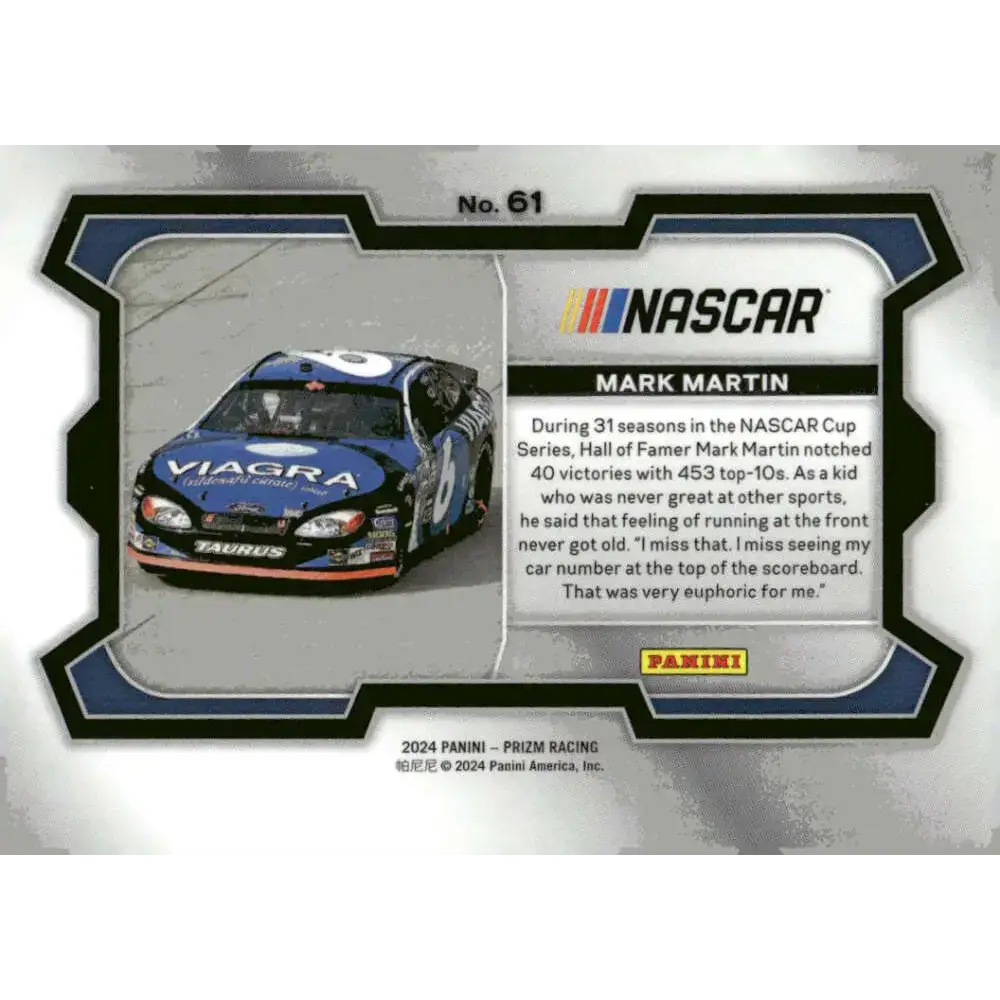 2024 Panini Prizm Rides #61 Mark Martin NM-MT Viagra/Roush Racing/Ford Racing Card - Racing Card Single