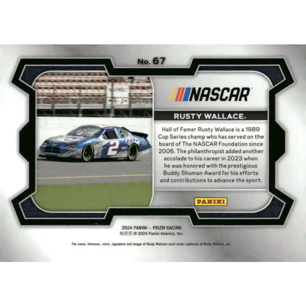 2024 Panini Prizm Rides #67 Rusty Wallace NM-MT Miller Lite/Team Penske/Ford Racing Card - Racing Card Single