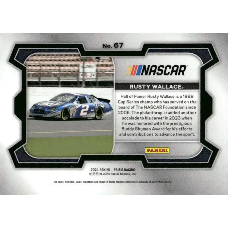 2024 Panini Prizm Rides #67 Rusty Wallace NM-MT Miller Lite/Team Penske/Ford Racing Card - Racing Card Single