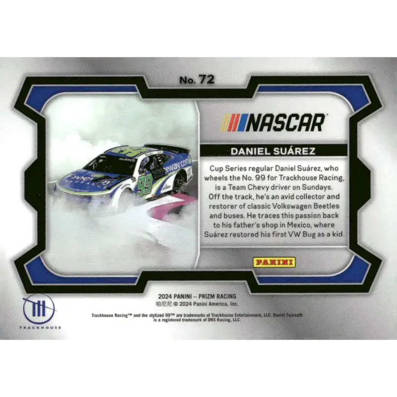 2024 Panini Prizm Rides #72 Daniel Suarez NM-MT Freeway Insurance/Trackhouse Racing/Chevrolet Racing Card - Racing Card