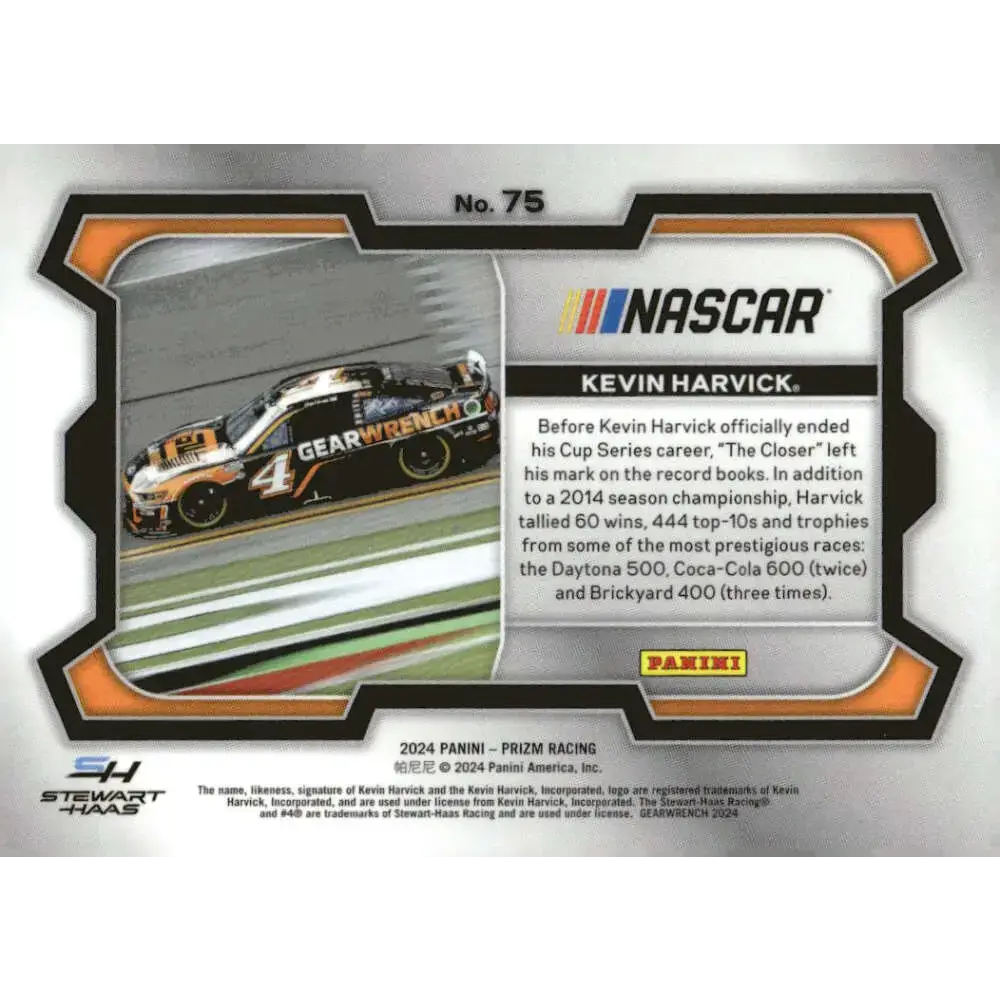 2024 Panini Prizm Rides #75 Kevin Harvick NM-MT GearWrench/Stewart-Haas Racing/Ford Racing Card - Racing Card Single
