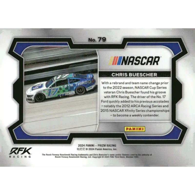 2024 Panini Prizm Rides #79 Chris Buescher NM-MT Fifth Third Bank/Roush Fenway Racing/Ford Racing Card - Racing Card