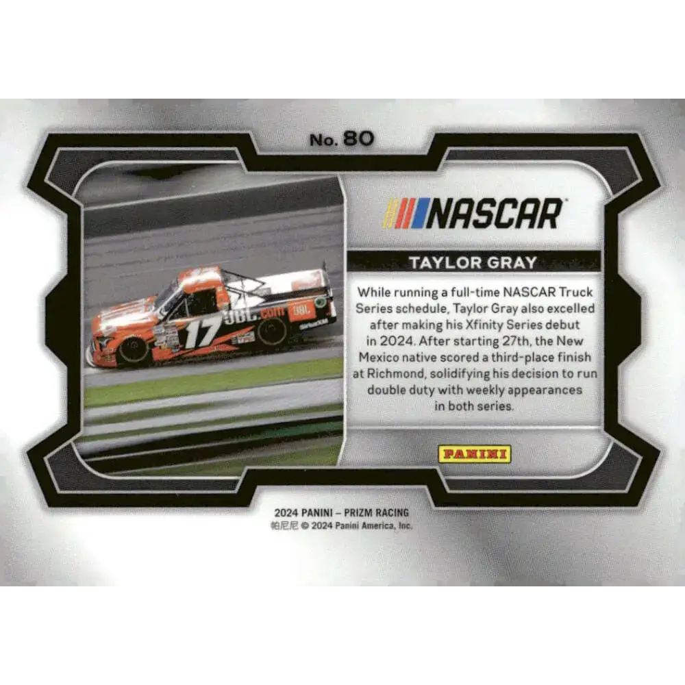 2024 Panini Prizm Rides #80 Taylor Gray NM-MT JBL/Tricon Garage/Toyota Racing Card - Racing Card Single