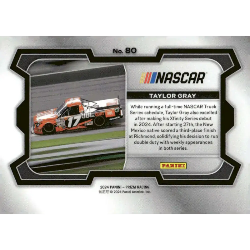 2024 Panini Prizm Rides #80 Taylor Gray NM-MT JBL/Tricon Garage/Toyota Racing Card - Racing Card Single