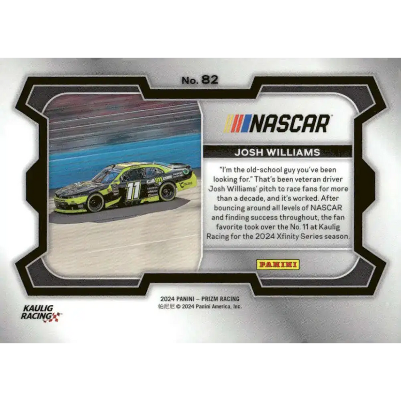 2024 Panini Prizm Rides #82 Josh Williams NM-MT Call 811/Kaulig Racing/Chevrolet Racing Card - Racing Card Single
