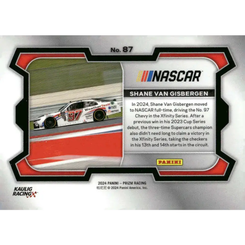 2024 Panini Prizm Rides #87 Shane Van Gisbergen NM-MT WeatherTech/Kaulig Racing/Chevrolet Racing Card - Racing Card