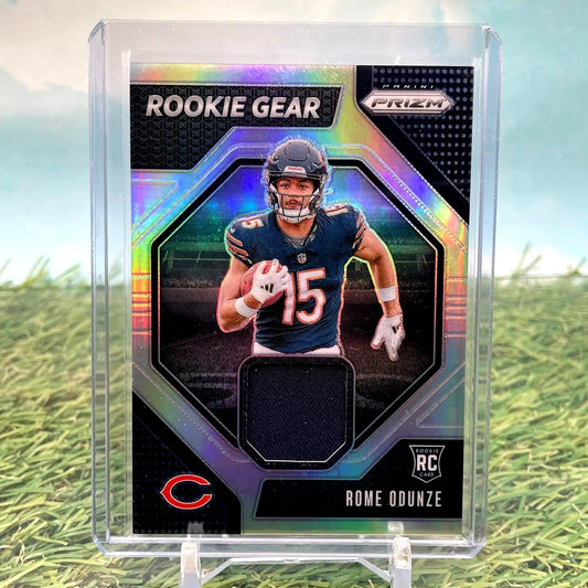 Rome Odunze 2024 Panini Prizm Rookie Gear card showcasing rookie gear memorabilia