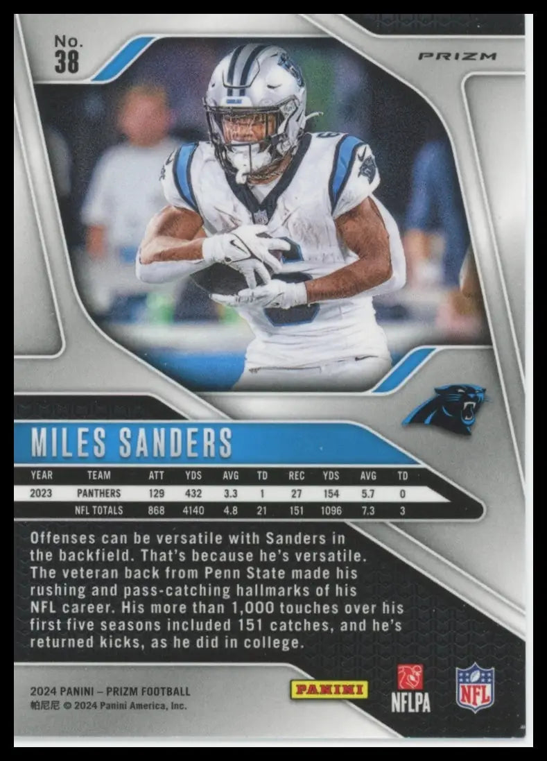 2024 Panini Prizm - Silver Miles Sanders 38 Carolina Panthers - Football Card Single