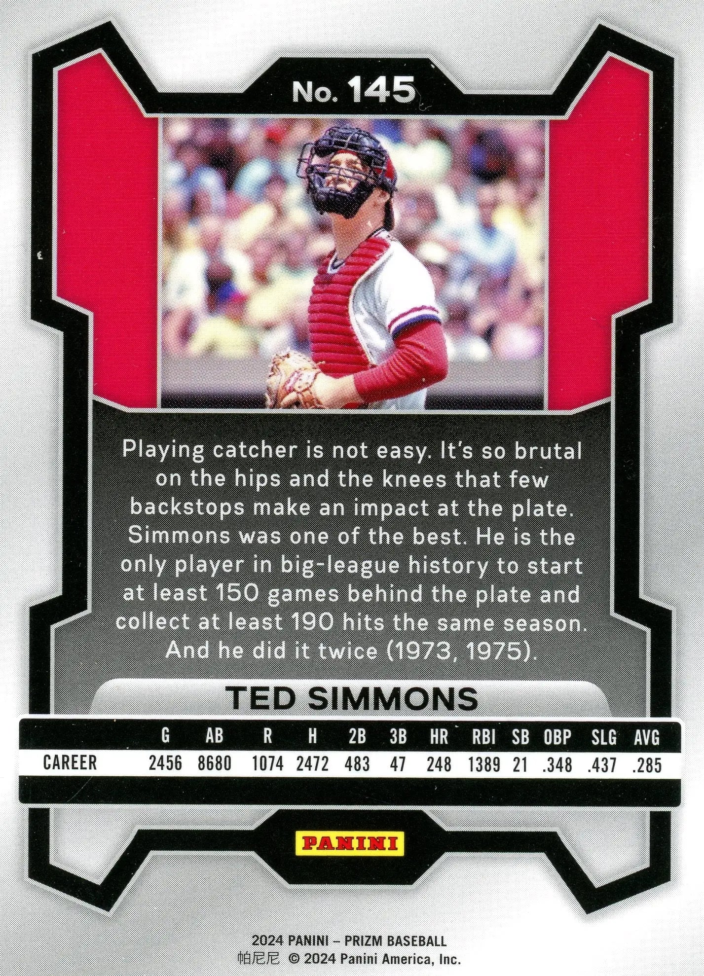 2024 Panini Prizm Ted Simmons #145 St. Louis Cardinals HOF - Baseball Card Single