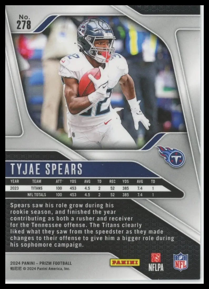 2024 Panini Prizm Tyjae Spears 278 Tennessee Titans - Football Card Single