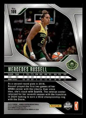 2024 Panini Prizm WNBA #109 Mercedes Russell - Basketball Card Single