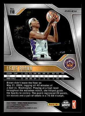 2024 Panini Prizm WNBA #110 Lexie Brown Silver Prizms - Basketball Card Single