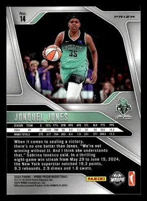 2024 Panini Prizm WNBA #14 Jonquel Jones Blue Velocity Prizms - Basketball Card Single