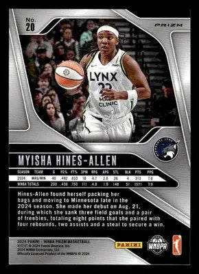 2024 Panini Prizm WNBA #20 Myisha Hines-Allen Green Prizms - Basketball Card Single