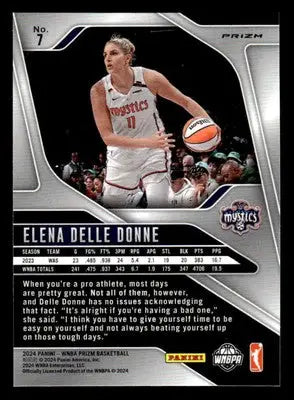2024 Panini Prizm WNBA #7 Elena Delle Donne Ice Orange Prizms - Basketball Card Single