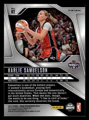 2024 Panini Prizm WNBA #82 Karlie Samuelson Blue Velocity Prizms - Basketball Card Single