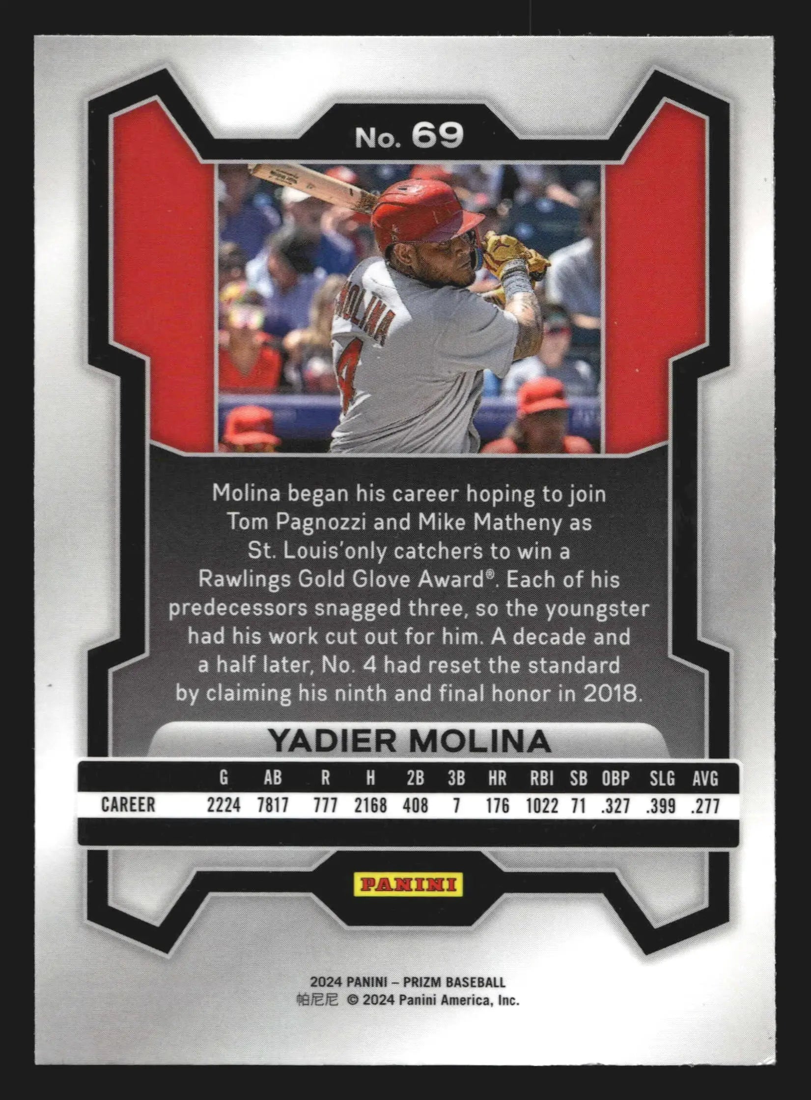2024 Panini Prizm Yadier Molina #69 St. Louis Cardinals - Baseball Card Single