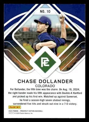 2024 Panini Prospect Edition #10 Chase Dollander Aces Purple #/49 - Baseball Card Single