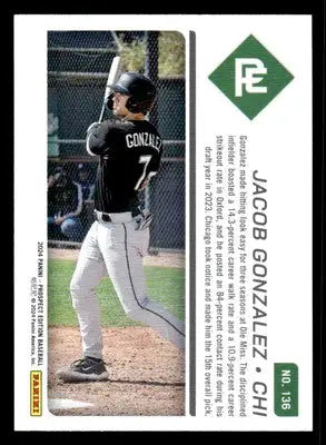 2024 Panini Prospect Edition #136 Jacob Gonzalez - Baseball Card Single