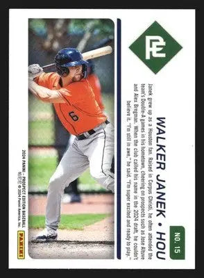 2024 Panini Prospect Edition #15 Walker Janek Teal /49 Houston Astros - Baseball Card Single
