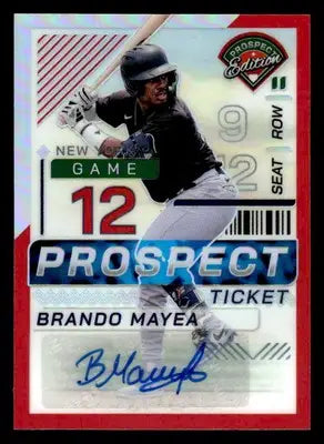 2024 Panini Prospect Edition #185 Brando Mayea Red Signatures Holo #/199 - Baseball Card Single
