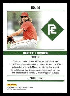 2024 Panini Prospect Edition #19 Rhett Lowder Domination Red #/199 - Baseball Card Single