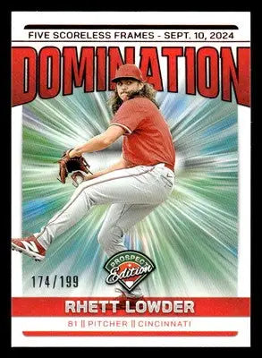2024 Panini Prospect Edition #19 Rhett Lowder Domination Red #/199 - Baseball Card Single
