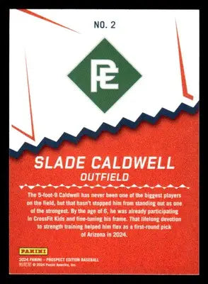 2024 Panini Prospect Edition #2 Slade Caldwell Ping! - Baseball Card Single